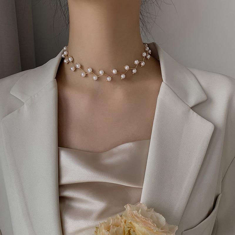 Простые элегантные искусственные жемчужины, ограненные бусины, колье, ювелирные изделия для женщин и девочек, легкая роскошная бижутерия для повседневной вечеринки