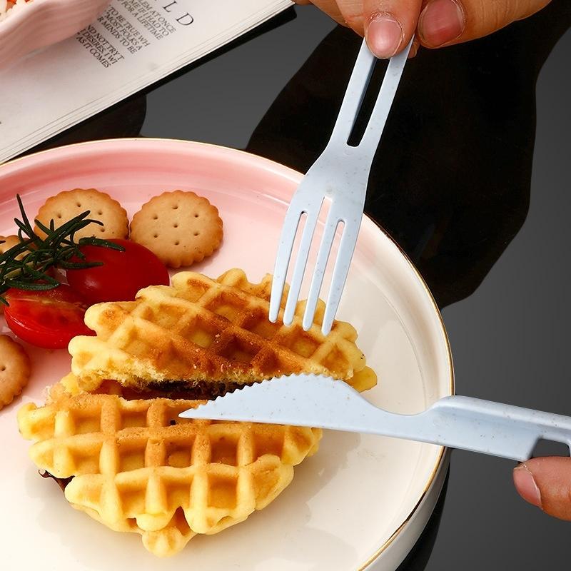 Wheat Straw Cutlery Set (Knife, Fork, Spoon) | Student-Friendly Ins Portable 3pcs Tableware|Outdoor Steak Knife Kit for Camping