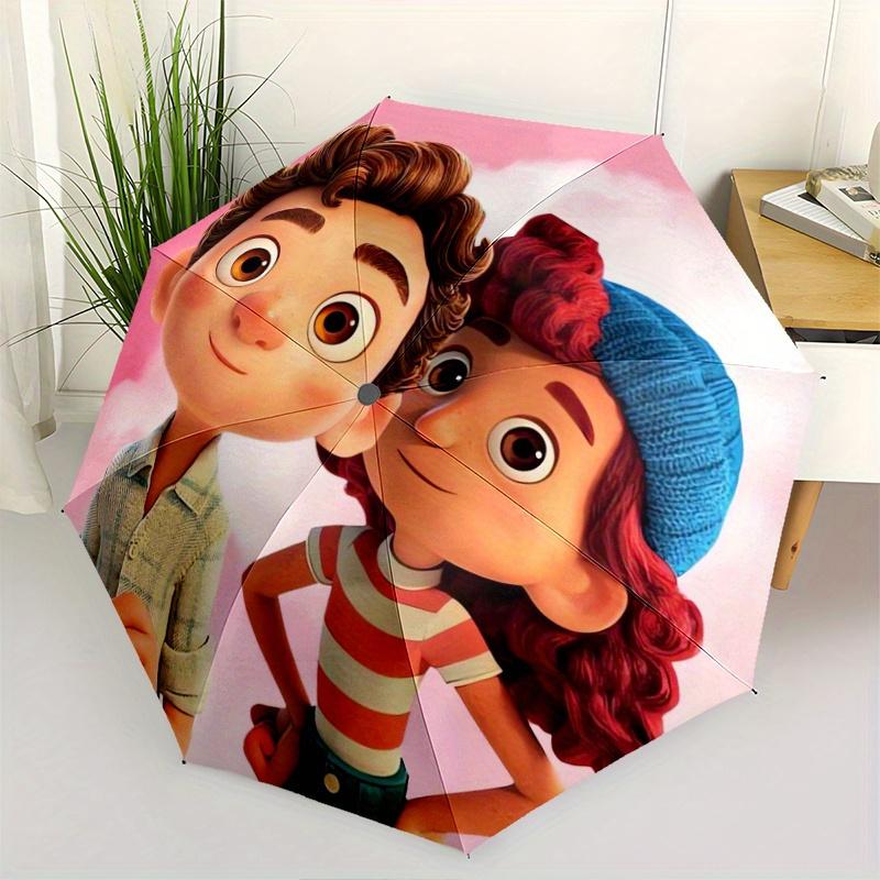 Luca & Giulia Marcovaldo Durable Cartoon Folding Umbrella, Portable 3-Fold Compact Umbrella for Men and Women, Suitable for Travel or Daily