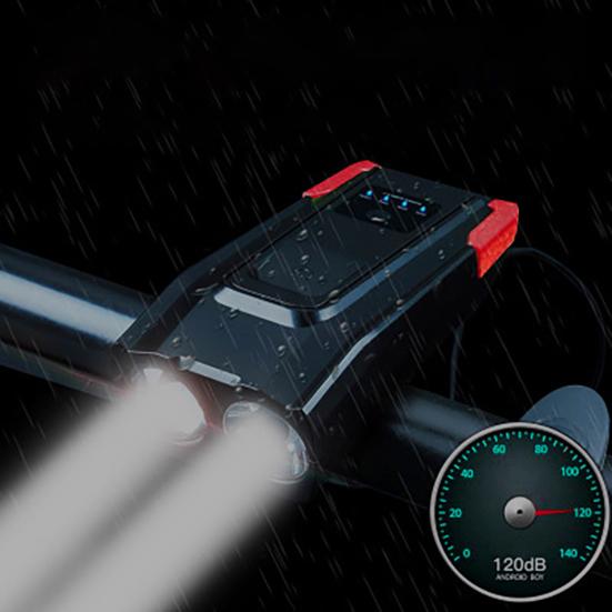 High Lumens Super Bright Bicycle Light with High Decibel Electric Horn Waterproof Rechargeable Simple Installation LED Bike Light