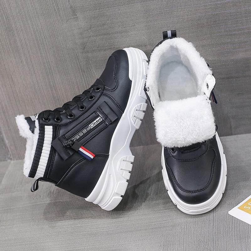 Зимние ботинки, женские ботильоны, теплая зимняя женская обувь из искусственного меха, кроссовки, женская обувь на плоской подошве со шнуровкой, женские короткие зимние сапоги
