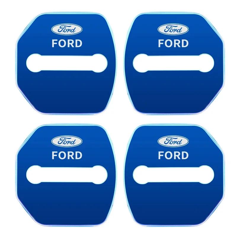 Car Sticker 4pcs Door Lock Decoration Protection Cover Emblem case for Ford Kuga Territory Focus RS Escort Fiesta Mondeo Accesso