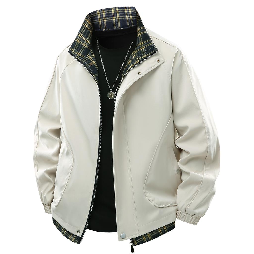 Fake Two-piece Spring and Autumn Jacket Men's New Casual Loose Solid Color Fashion Men's Versatile Collar Jacket Trench Coat