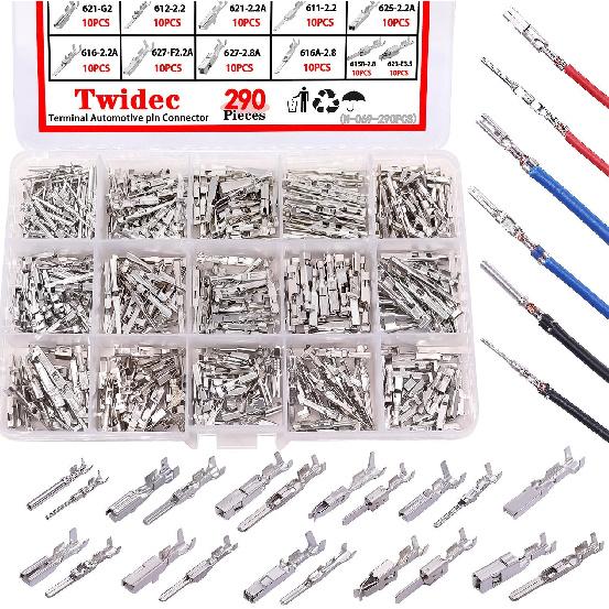Twidec/290 шт. Автомобильный электрический провод Клемма P Разъем 1/1,5/1,8/2,2/2,8/3,5 мм 21 тип Разъем P Клемма Автомобильный электрический разъем Неизолированная вилка