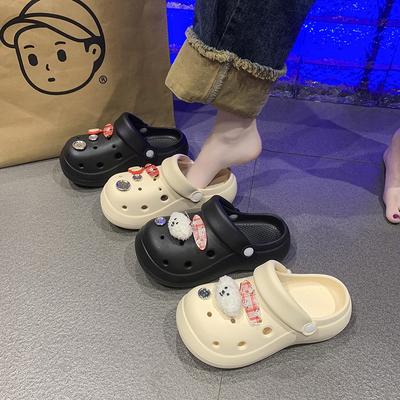 Женские туфли-черные дыры, новая летняя обувь, толстая подошва, нескользящие, с закрытым носком, полушлепанцы, для работы, не утомляют ноги, сандалии