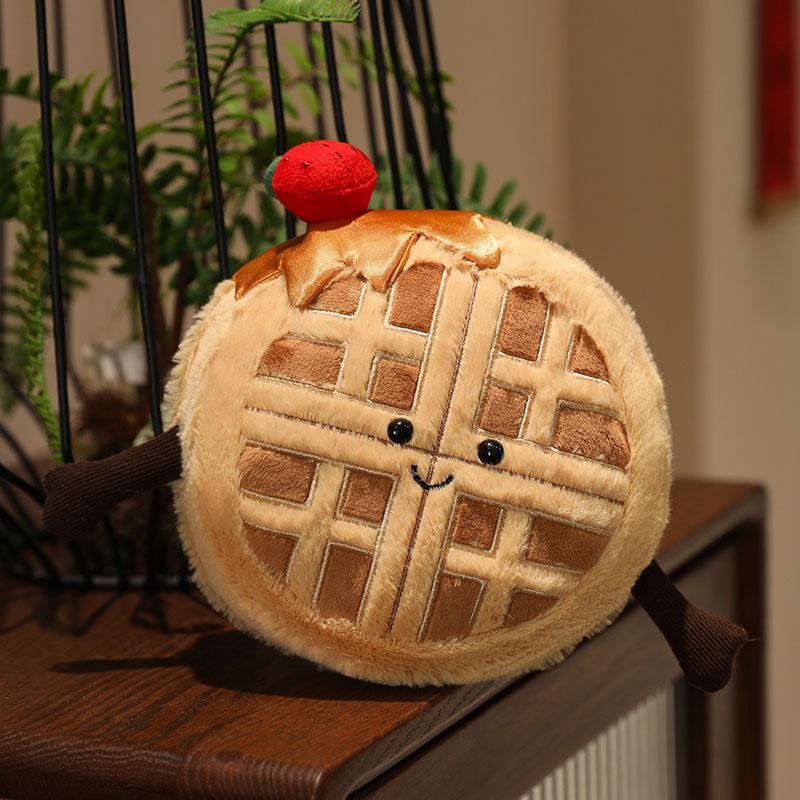 Милая плюшевая кукла-вафля, мягкая игрушка-еда с улыбающимся лицом, мягкие плюшевые игрушки для обнимания, подарок на день рождения для девочки