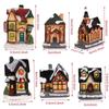 Resin Craft Luminous Miniatures Figurine Christmas Decoration Ornament LED Light Village House