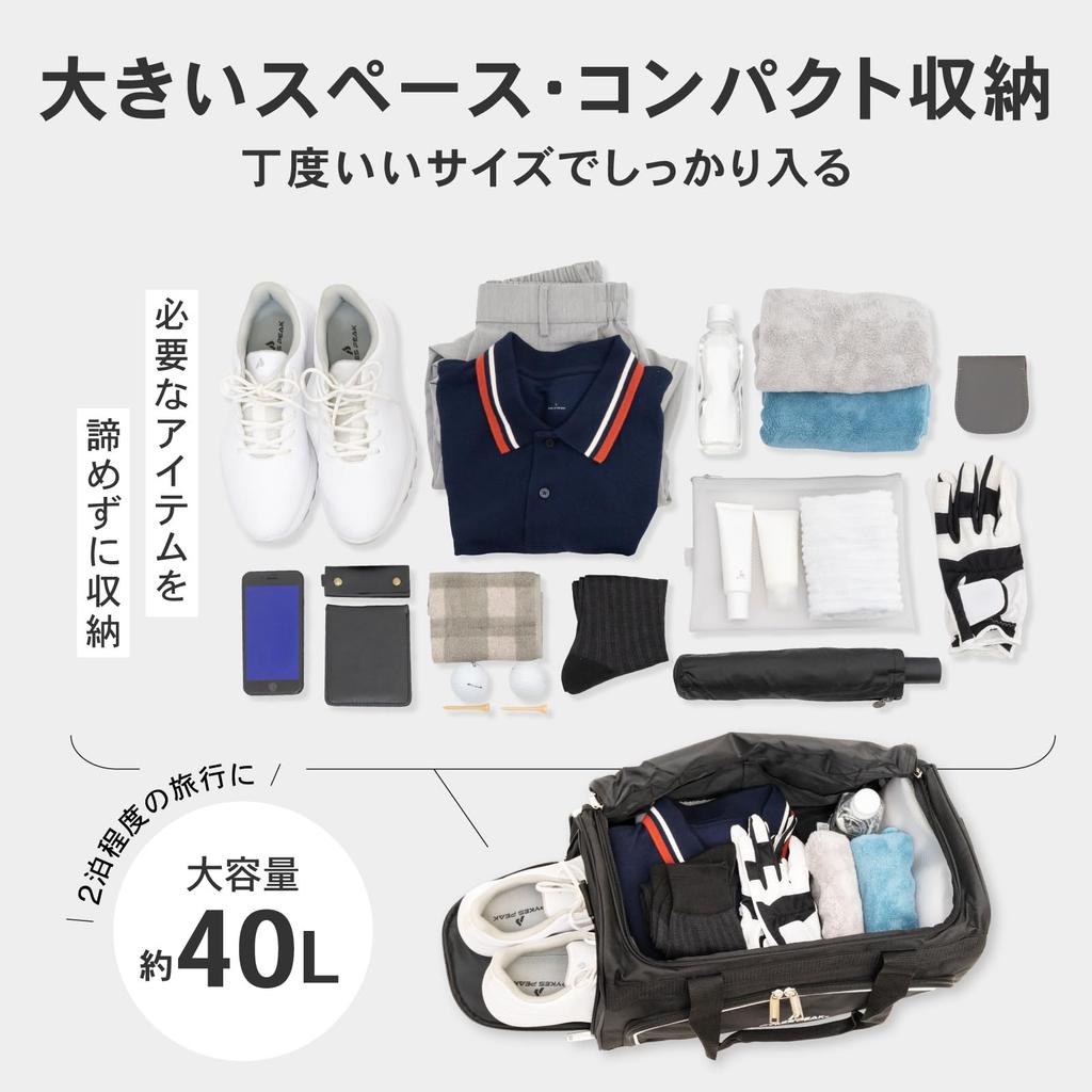 Boston Bag 40L Sports Bag Golf Bag Gym Travel Large Capacity Waterproofing Shoe In [PYKES PEAK] [With Pocket] Men's Women's