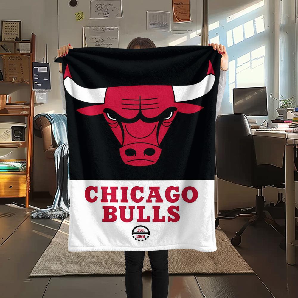 Фланелевое одеяло с принтом Chicago Bulls Высококачественное Теплое Удобное Покрывало для Всех Сезонов Идеально для Подарков Декор Дома