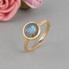 Solid 925 Sterling, Silver Ring, Labradorite Ring, Yellow Gold Ring, Statement Ring, Women Ring, Gift For Her
