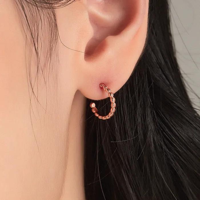 Серьги Brisa Point Серебристо-розовая линия TESSVP14937