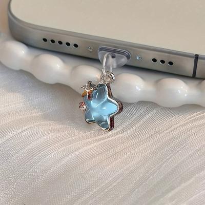Yousheng Пылезащитные заглушки для телефона в форме звезды Заглушки для порта Type-C с подвеской-шармом Многоразовые пылезащитные заглушки для защиты от грязи и влаги