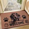 1 piece Dachshund printed "welcome" text floor mat, non-slip machine washable indoor and outdoor door mat