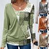 Women's Fall Printed Patchwork Long Sleeve T-Shirt Casual Knit Shirt