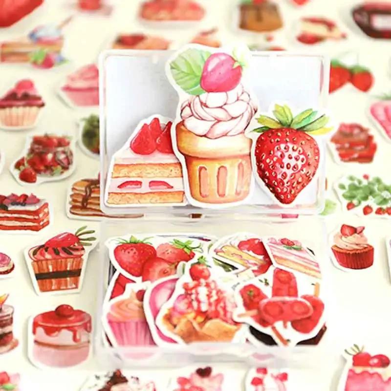 100 шт. Милые наклейки с едой, клубничными десертами Kawaii для девочки, планировщика, скрапбукинга, корейская канцелярия, наклейки для дневника