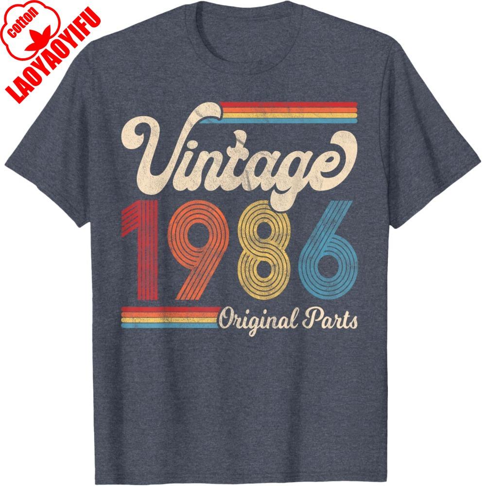 1986 Vintage 1986 Birthday Gift Men Women Born Made 1986 TShirt High Quality Cotton Tees Summer Oneck Unisex T Shirt