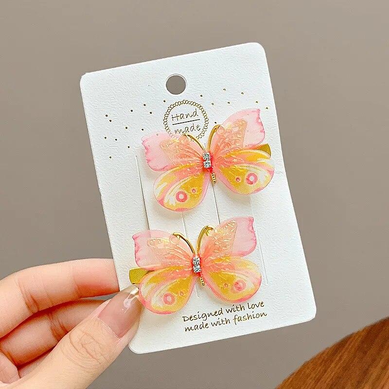 Children's Cute Butterfly Hairpins Sweet Colorful Hair Clips Headwear Korean Rhinestone Barrettes for Baby Girl Hair Accessories