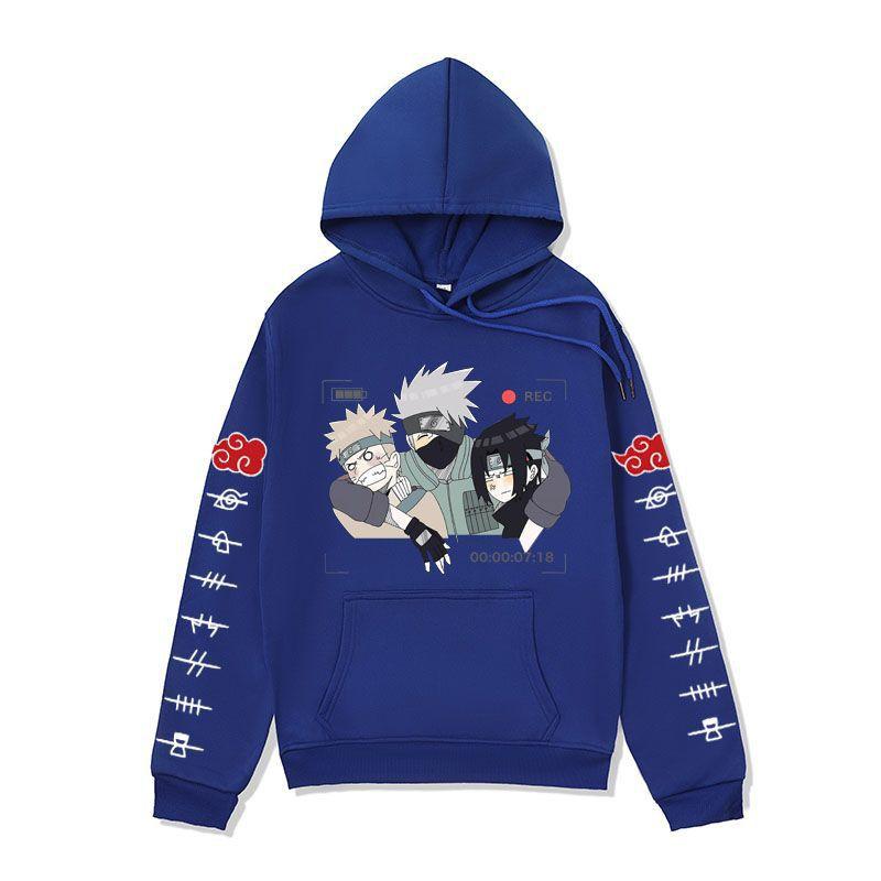Mens Naruto Anime Hoodie Winter Fleece Lined Oversized Cotton Blend Sweatshirt Teens Casual Streetwear