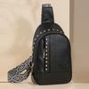 Rivet Shoulder Soft Leather Chest Bag