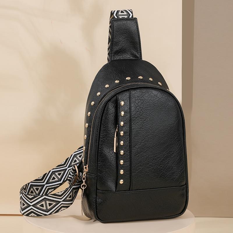 Rivet Shoulder Soft Leather Chest Bag