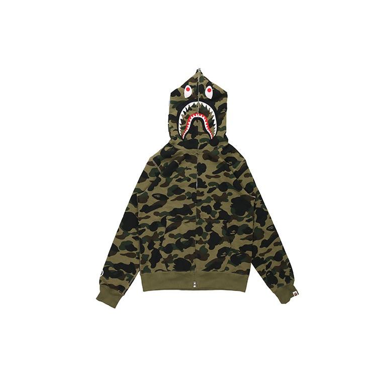Bape Мужская толстовка на молнии A Bathing Ape Camo Shark, цвет «оливково-зеленый», артикул 1E80-115-022