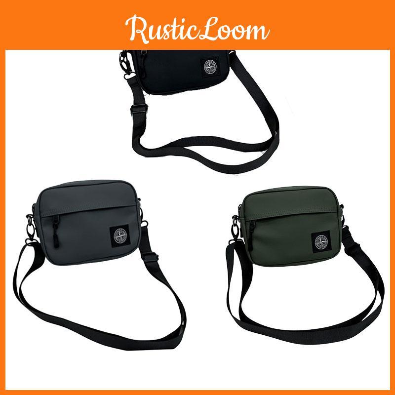 Compact Shoulder Bag For Daily Use Sleek Design Unisex Synthetic Leather Black Gray Military Green 18x14x6cm