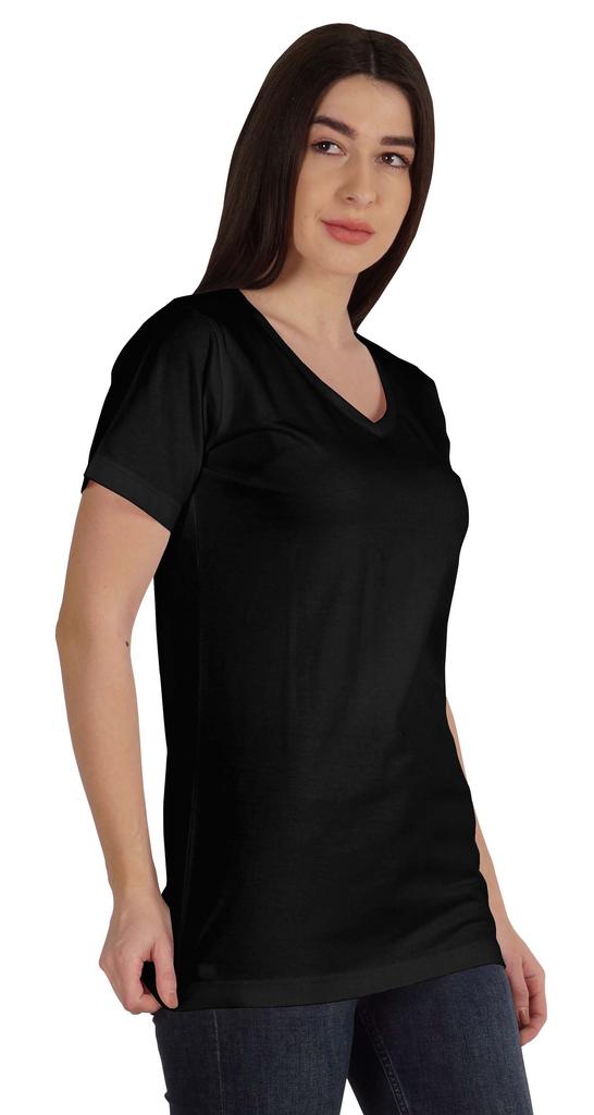 Inkmeso Basic V-neck Jersey T-shirt Short Sleeve Long Length Tee Workout Top For