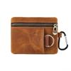 Leather Sling Belt Hanging Bag Coin Purs with Key Ring Men Women Mini Coin Purse with Key Chain