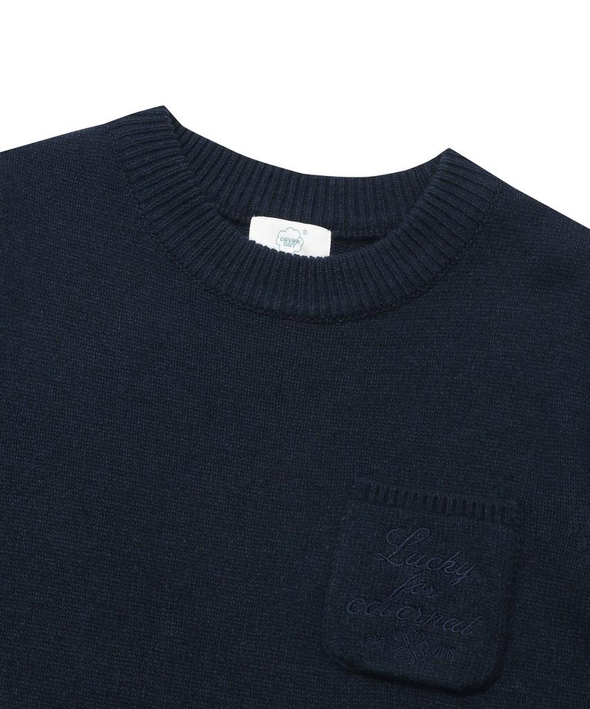 Covernat Woman Arm Warmer Short Sleeve Knit Dress Navy