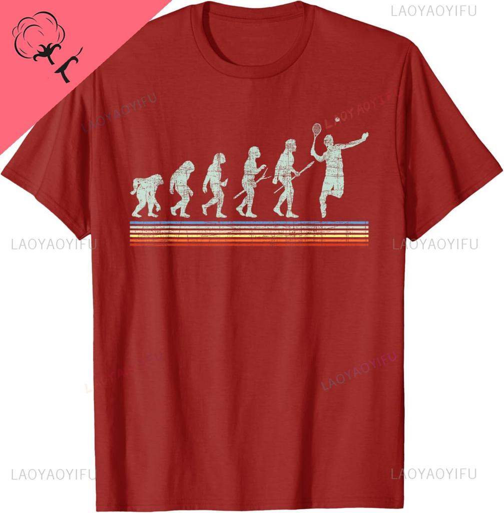 Retro Tennis Player Evolution Racket Game Sports Lover TShirt Unisex Summer Streetwear Tops Cotton Graphic T Shirts Camisas