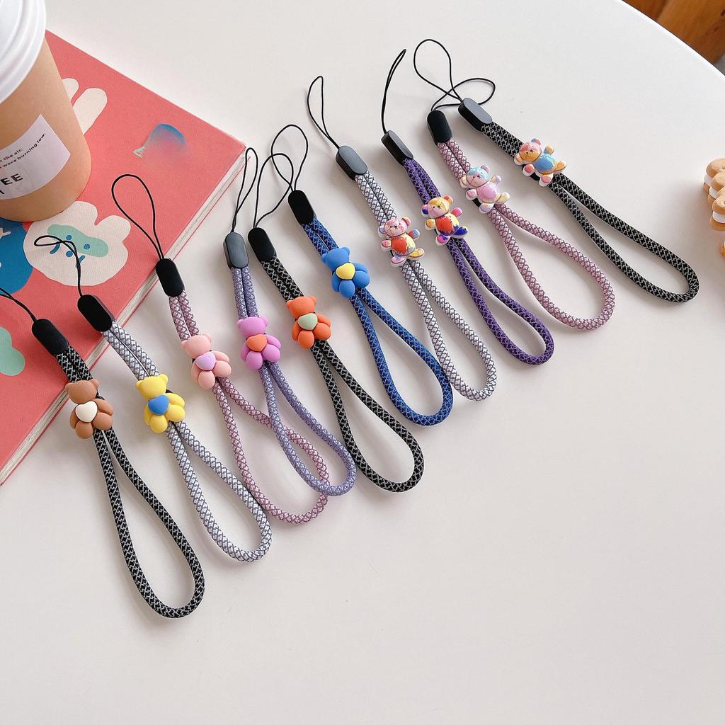 2022 Милый мультяшный медведь регулируемый нейлоновый ремешок для телефона на запястье