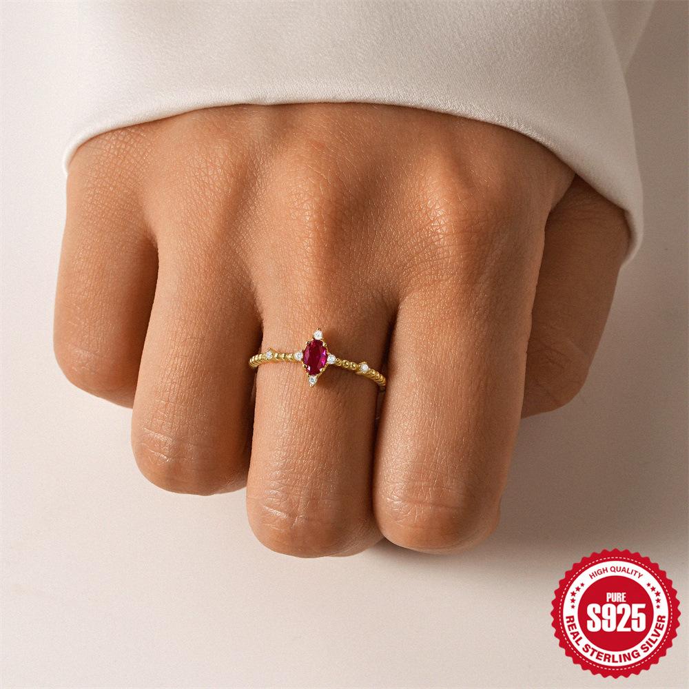 S925 Sterling Silver Ring Women'S Light Luxury Niche Design Sense Geometric Twist Zircon Ring Fashion Open Index Finger Ring