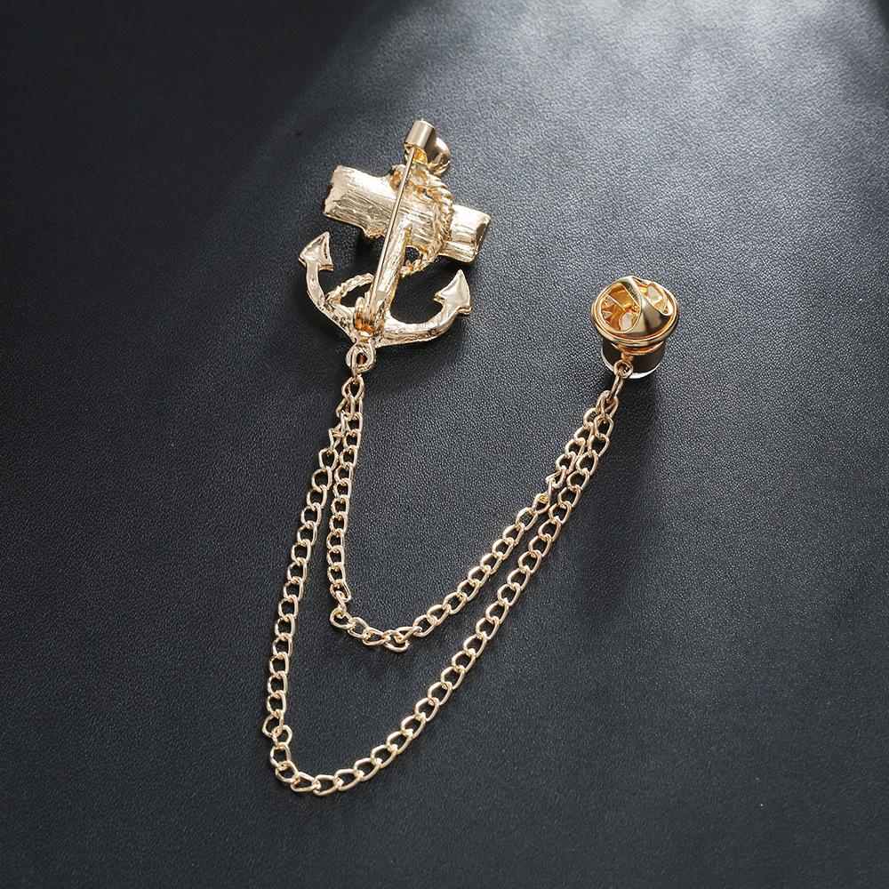 Корсаж для костюма, европейская и американская мода, простая изысканная брошь из сплава с бахромой в виде якорной цепи с бриллиантами