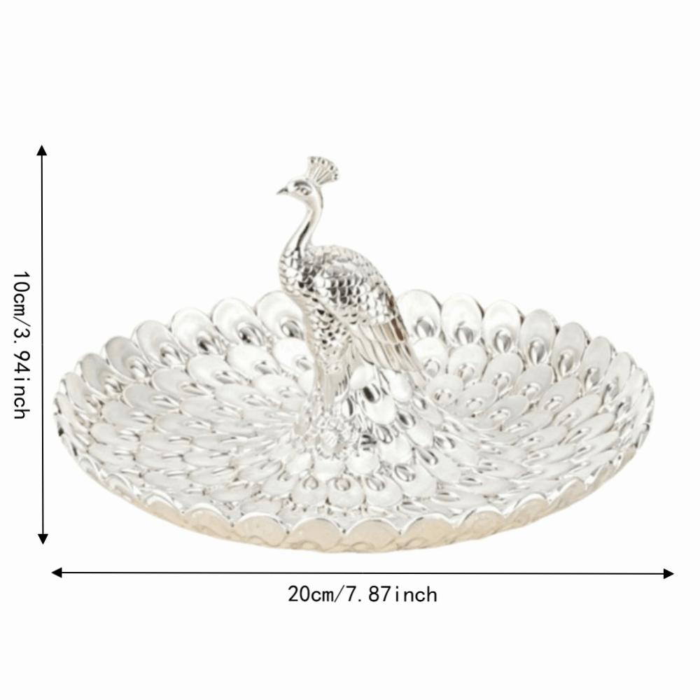Metal Material Peacock Shape Tray Round Shape Decorative Tray Elegant Serving Tray For Fruits