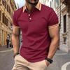 Summer Polo Shirt with Color Blocked Buttons for Men's Sports Polos Shirts
