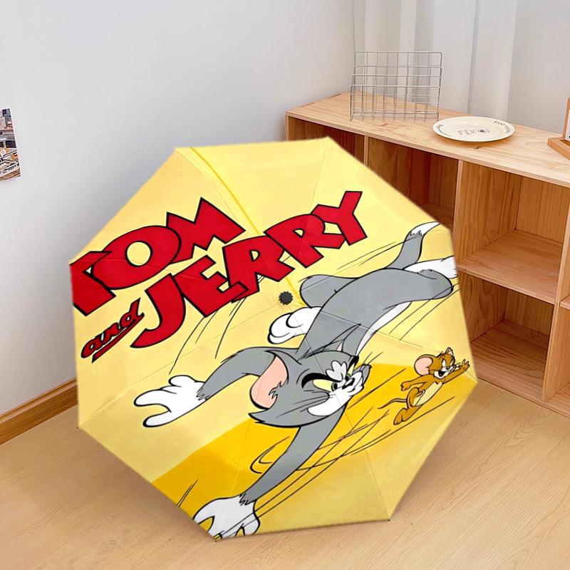 1 шт. Автоматический складной зонт - Мультяшный узор, Портативная и складная конструкция с 46 спицами, Рождественские и новогодние подарки