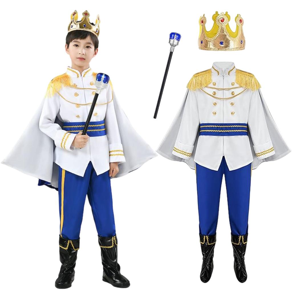 Костюм Принца для Косплея на Хэллоуин Formemory для Мальчиков, Включает Волшебную Палочку, Плащ и Корону, Идеально подходит для Вечеринок, Сценических Выступлений, Утренников, Культурных