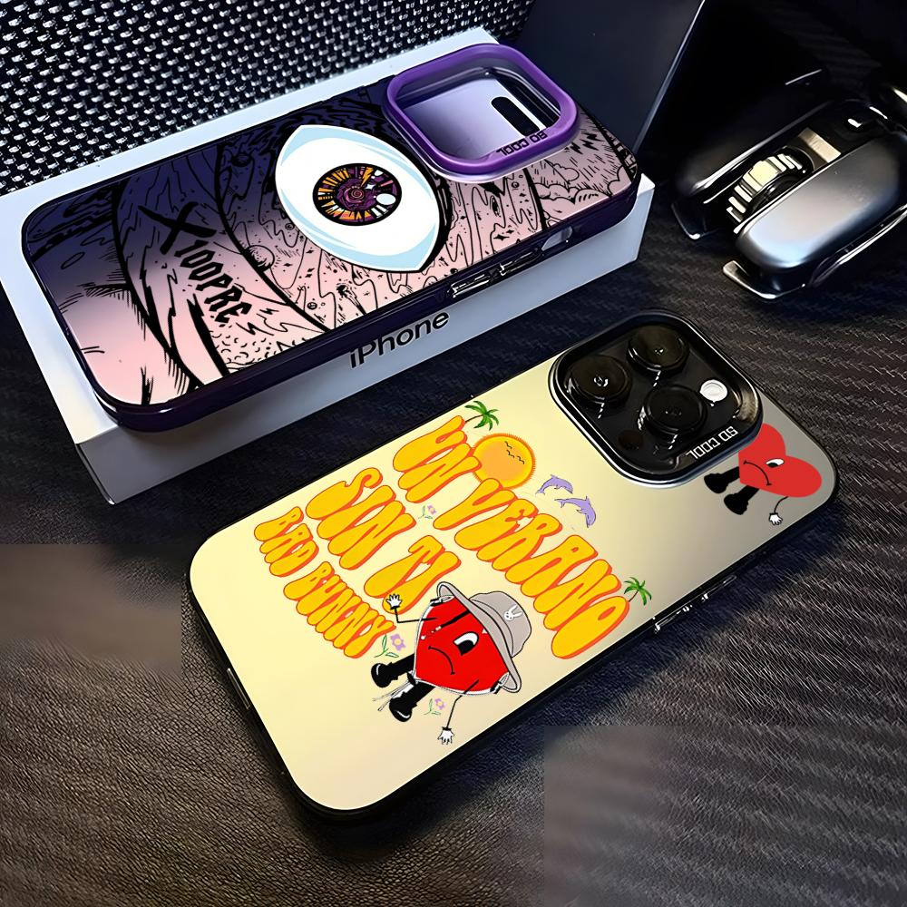 Чехол для телефона Bad Bunny X100pre для iPhone 13 Pro Max 15 Pro 14 Plus 12 X XS Max XR 11 Pro Модный цветной серебристый чехол