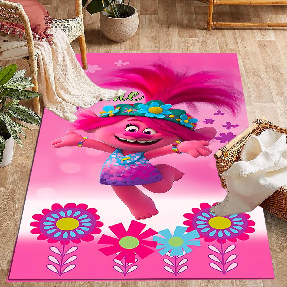 Trolls World Tour Celebration Customize Your Name Carpet Perfect for Study room Outdoor Dining Room Playrooms Anti-slip Rug Office home decor