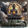 2D Calming Zen Tapestry Buddha with Candles & Clouds Home Background Decor