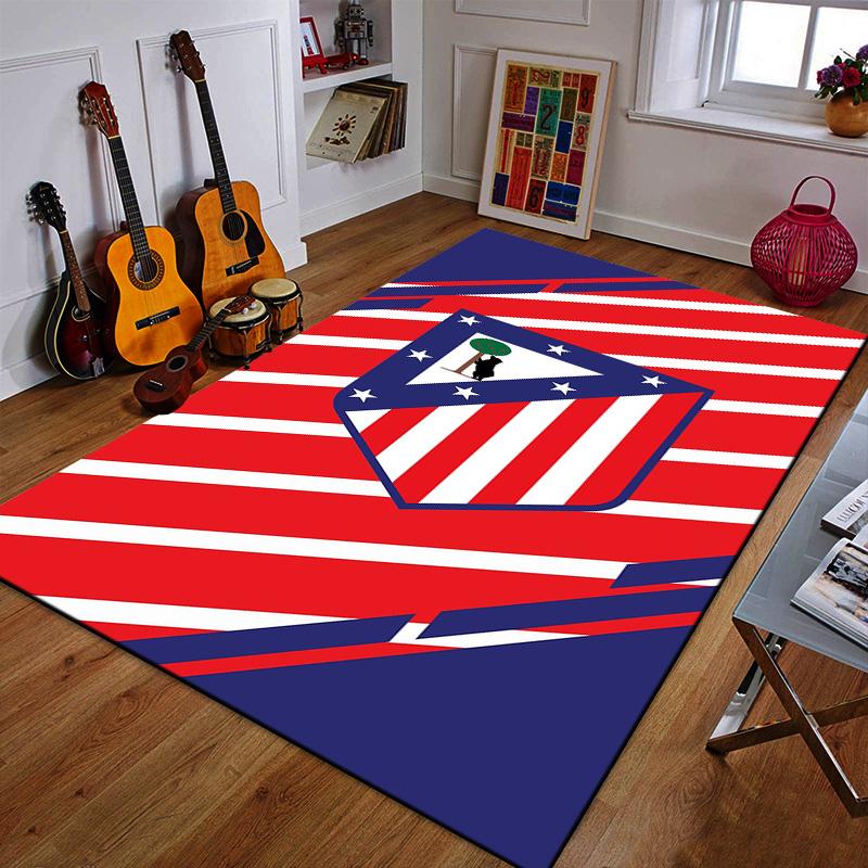 Red and White Striped Shield Design Patterned carpet a non slip rug suitable for all seasons and any setting, gift
