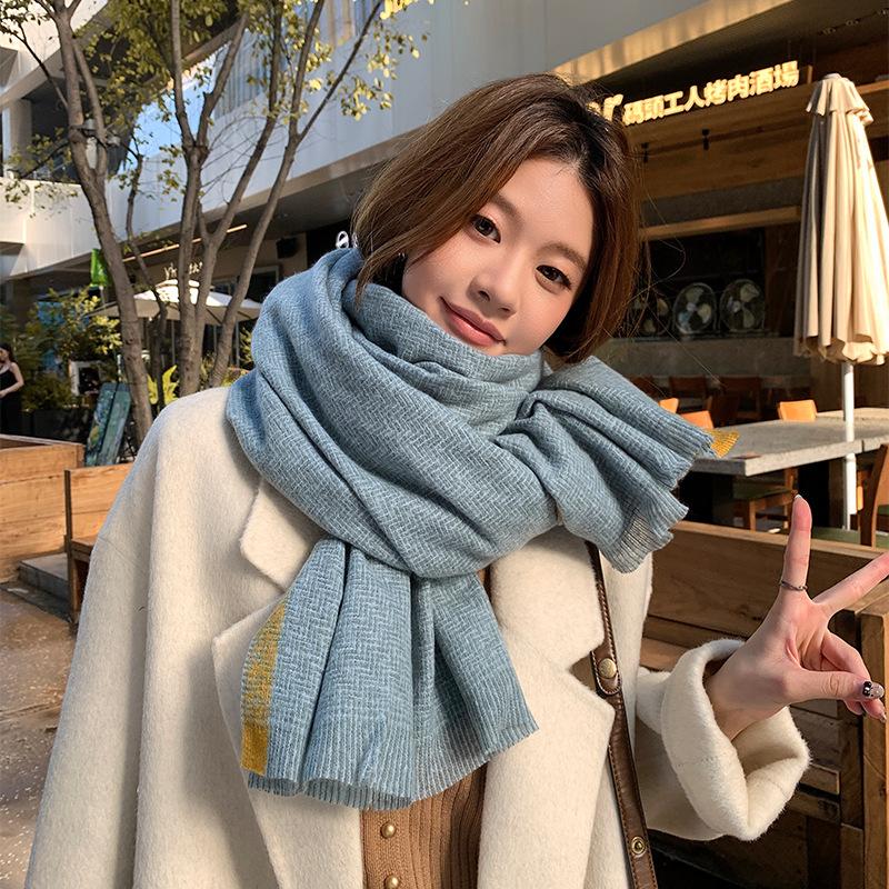 Autumn Winter Korean Sweet Minimalist Scarf High-End Warm Thickened Shawl Neck Warmer Women