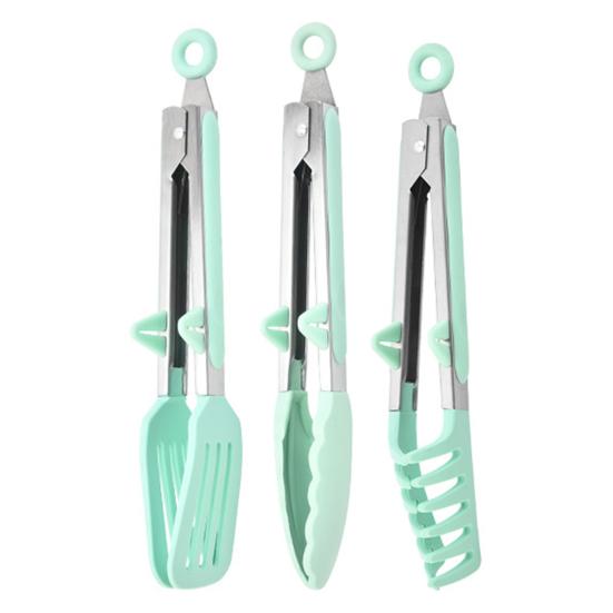 3 шт. щипцы для еды, прочные, удобные, термостойкие кухонные щипцы из нержавеющей стали с силиконовыми насадками для дома