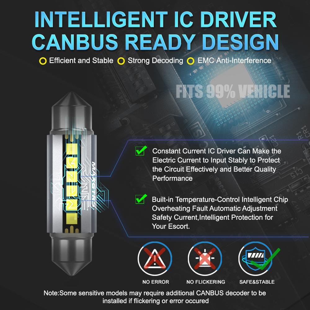 MAXGTRS 2 шт. Светодиодные C5W C10W 39 мм 41 мм 42 мм Купольные Canbus Без ошибок 6500K Белый Автомобильная Внутренняя Лампа для Чтения Купольная Лампа Багажника 12В