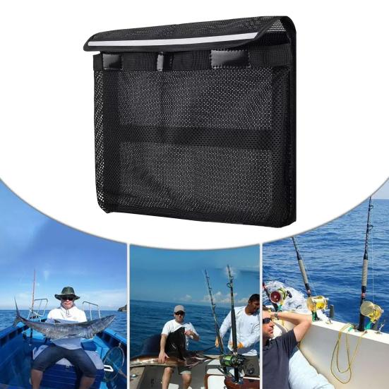 Boat Storage Bag Tear-Resistant Mesh Organizer Reflective Self-Adhesive Caddy for Gloves Tools Tackle Universal Ship Gear Holder