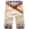Летние пляжные повседневные мужские клетчатые лоскутные шорты с манжетами и пятыми брюками, брюки