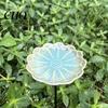 Metal Flower Garden Post Bee Waterer with Stand, Butterfly Drinking Station Art, Weather-resistant Bird Bath for Outdoor Yard, Pollinator Gift