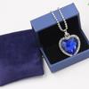 Royal Blue Heart of Ocean Pendant Necklaces for Women Peach Heart Blue Crystal Zircon Necklaces + Velvet Bag ARI