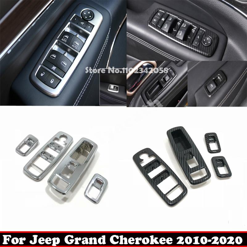 For Jeep Grand Cherokee WK2 2011- Interior ABS carbonfiber Car Window Lift Button Glass control Switch Panel Cover stikcer