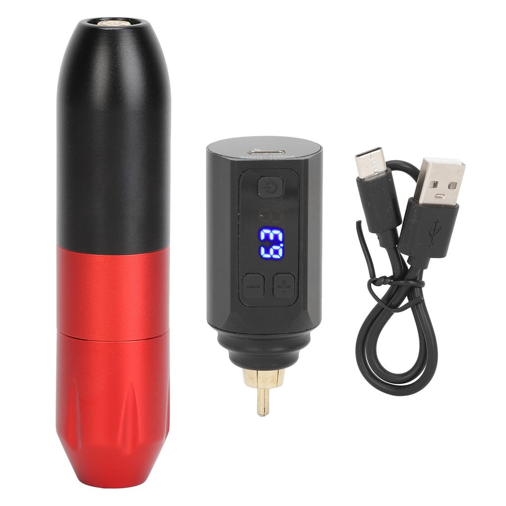 1500mAh Wireless Rotary Tattoo Machine Kit 2.5mm Stroke RCA LED Display Fast Charging Tattoo Pen